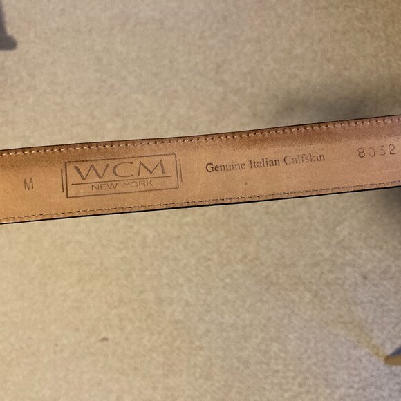 WCM New York Genuine Italian Calfskin Leather Black Belt, Allegator Design SZ M.